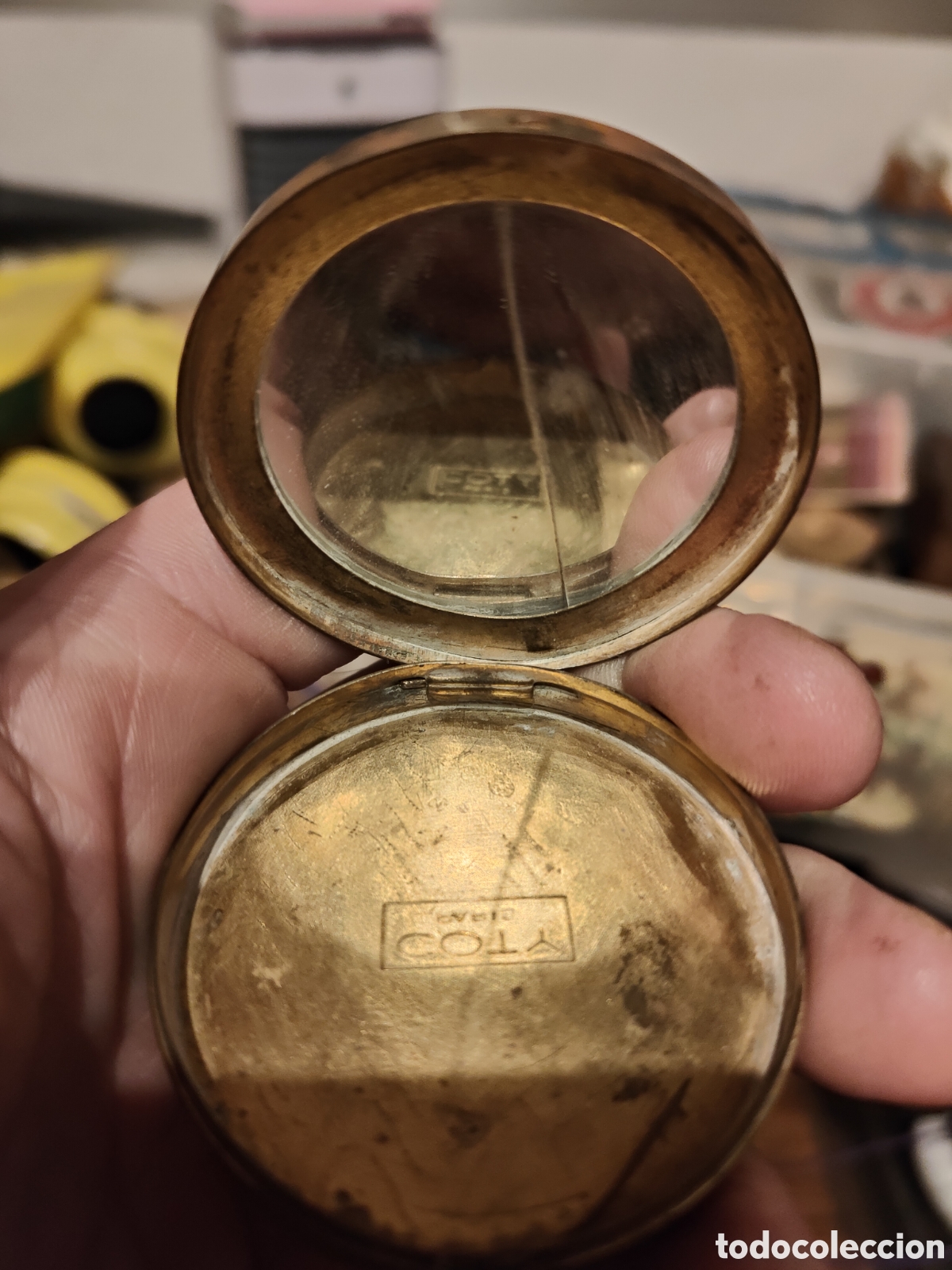 Cajas y cajitas met&aacute;licas: Vintage peque&ntilde;a polvera COTY PARIS - Foto 2