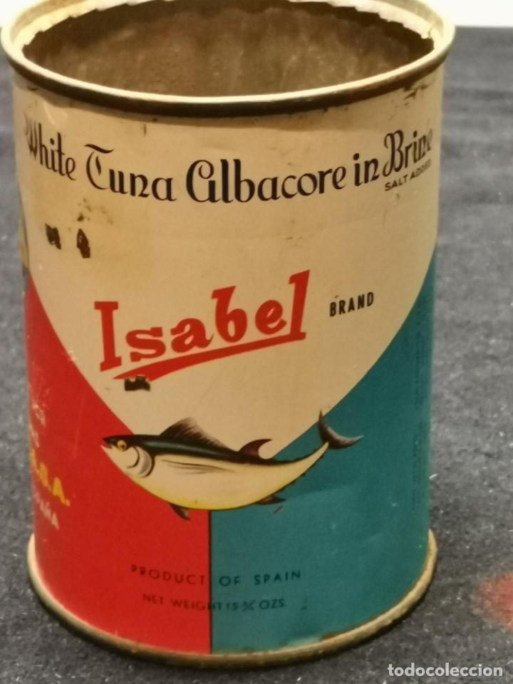 Cajas y cajitas met&aacute;licas: VIEJA LATA DE AT&Uacute;N ISABEL - Foto 2