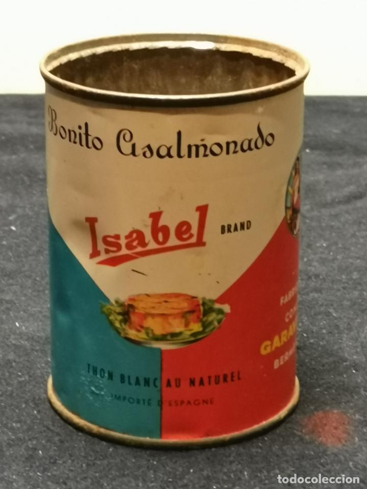 Cajas y cajitas met&aacute;licas: VIEJA LATA DE AT&Uacute;N ISABEL - Foto 3