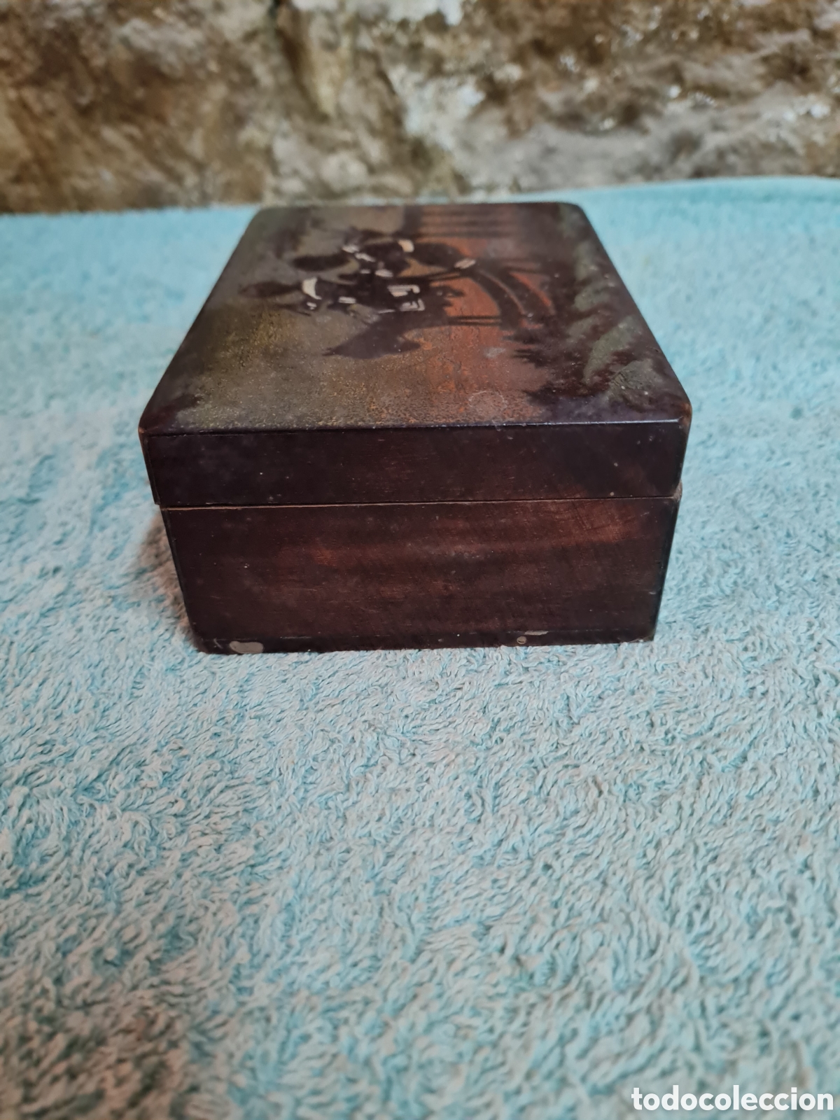 Cajas y cajitas met&aacute;licas: Antigua caja hucha de madera - Foto 4