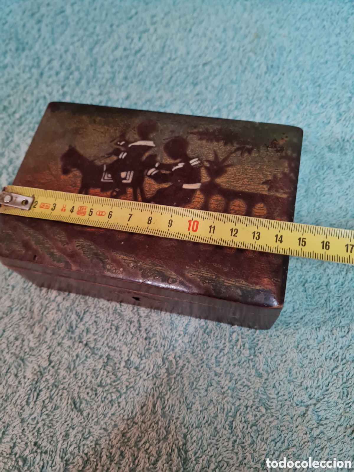 Cajas y cajitas met&aacute;licas: Antigua caja hucha de madera - Foto 7