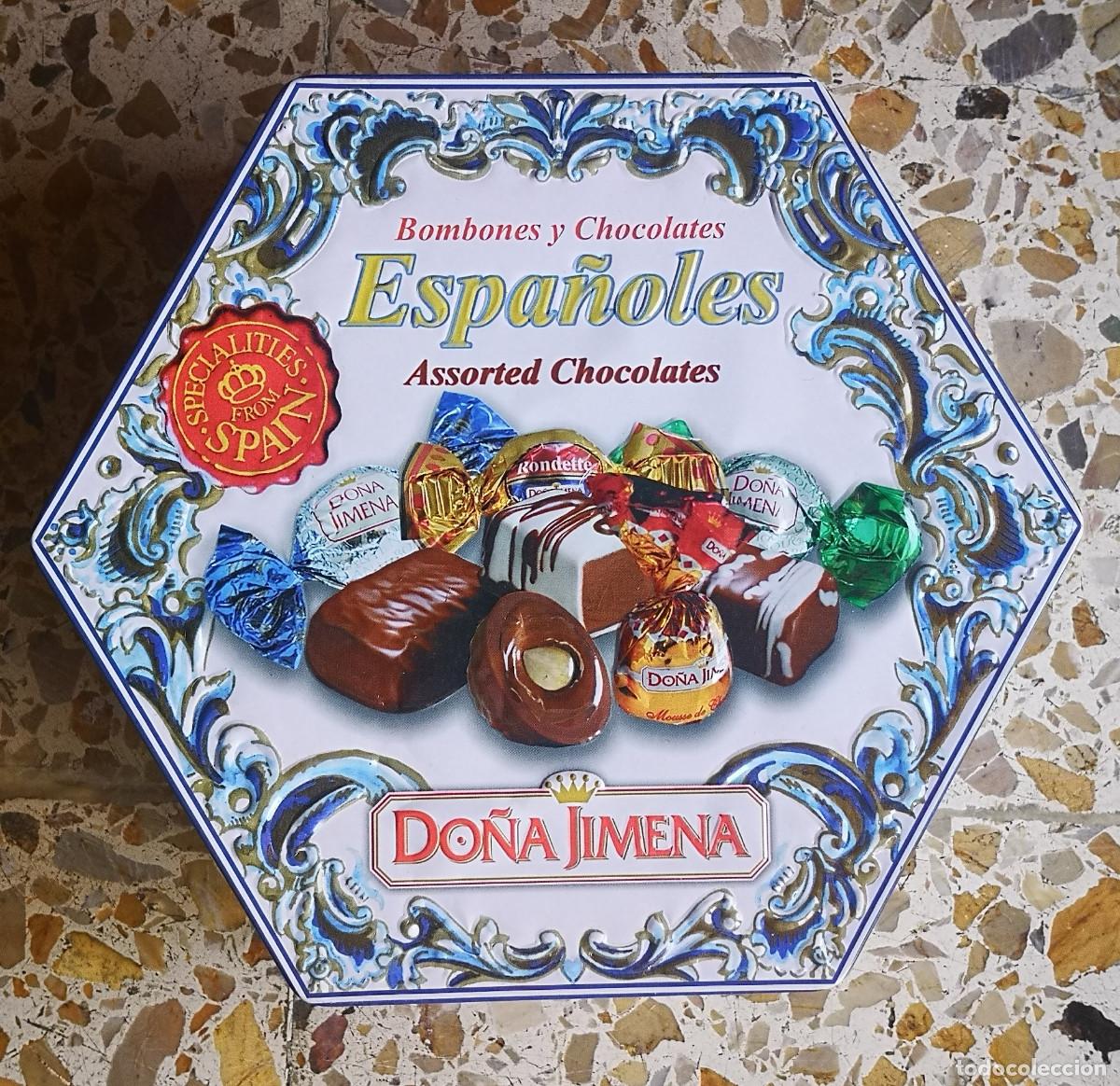 Bo&icirc;tes et petites bo&icirc;tes m&eacute;talliques: CAJA LATA METALICA HEXAGONAL VACIA - BOMBONES y CHOCOLATES ESPA&Ntilde;OLES - DO&Ntilde;A JIMENA - 21,5x 19x6,5 cm