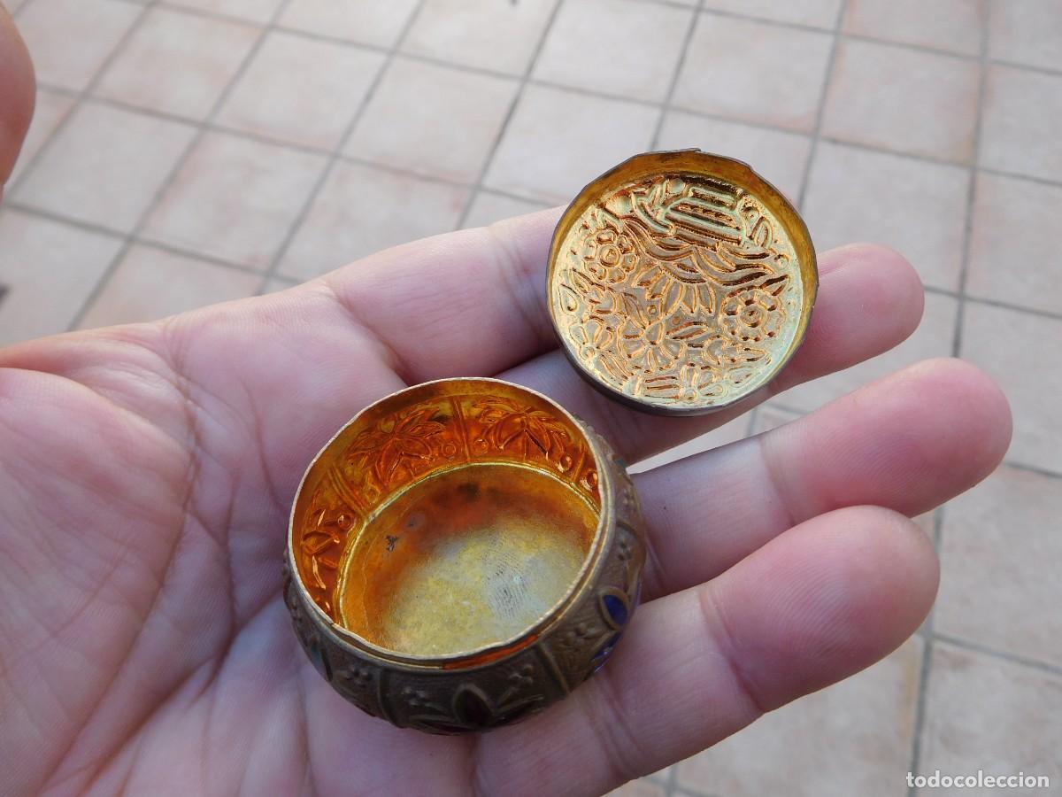 Cajas y cajitas met&aacute;licas: Caja antigua de bronce y esmalte - Foto 6