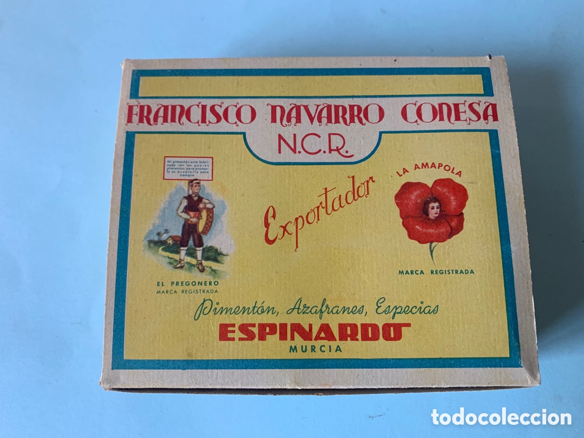 Blechdosen und Kisten: CAJA COMPLETA DE CONDIMENTO EL PREGONERO. ESPINARDO (MURCIA). A&Ntilde;OS 60.