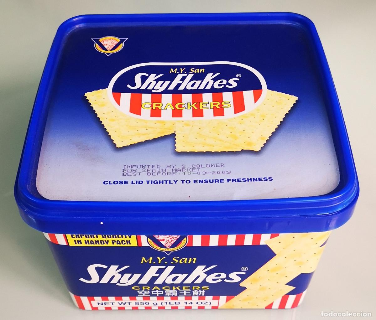 Bo&icirc;tes et petites bo&icirc;tes m&eacute;talliques: CAJA PLASTICO VACIA - CRACKERS KRAECKER SKYFLACKES HOJUELAS DEL CIELO