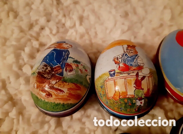 Cajas y cajitas met&aacute;licas: Antiguas cajitas 5 huevos en metal