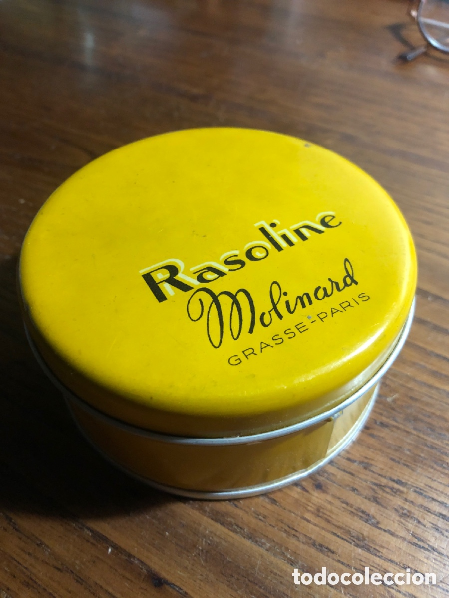 Bo&icirc;tes et petites bo&icirc;tes m&eacute;talliques: BOTE CREMA RASOLINE MOLINARD GRASSE PARIS ( FARMACIA PERFUME )