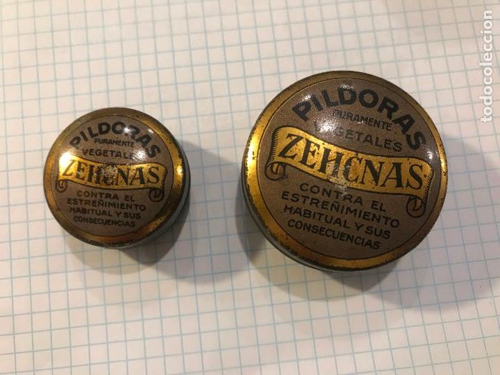 Casse e cassette metalliche: Dos cajas metalicas pildoras Zencnas purgante mide 4 y 3 cms muy bien conservadas