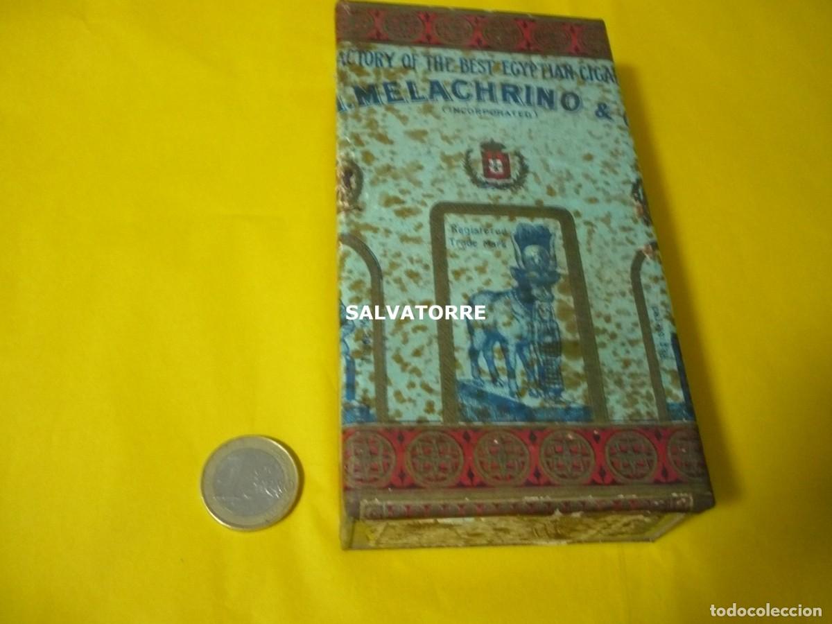 Cajas y cajitas met&aacute;licas: ANTIGUA CAJA TABACOS MELACHRINO & CO CAIRO EGIPTO FACTORY EGYPTIAN CIGARETTES