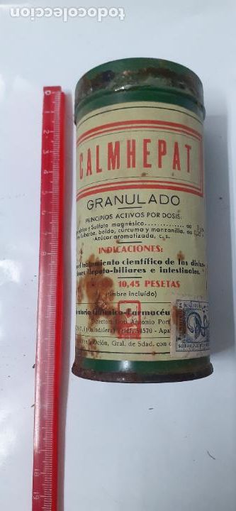 Blechdosen und Kisten: BOTE DE FARMACIA CHAPA CALMHEPAT // MEDICAMENTO ANTIGUO SIN DESPRECINTAR