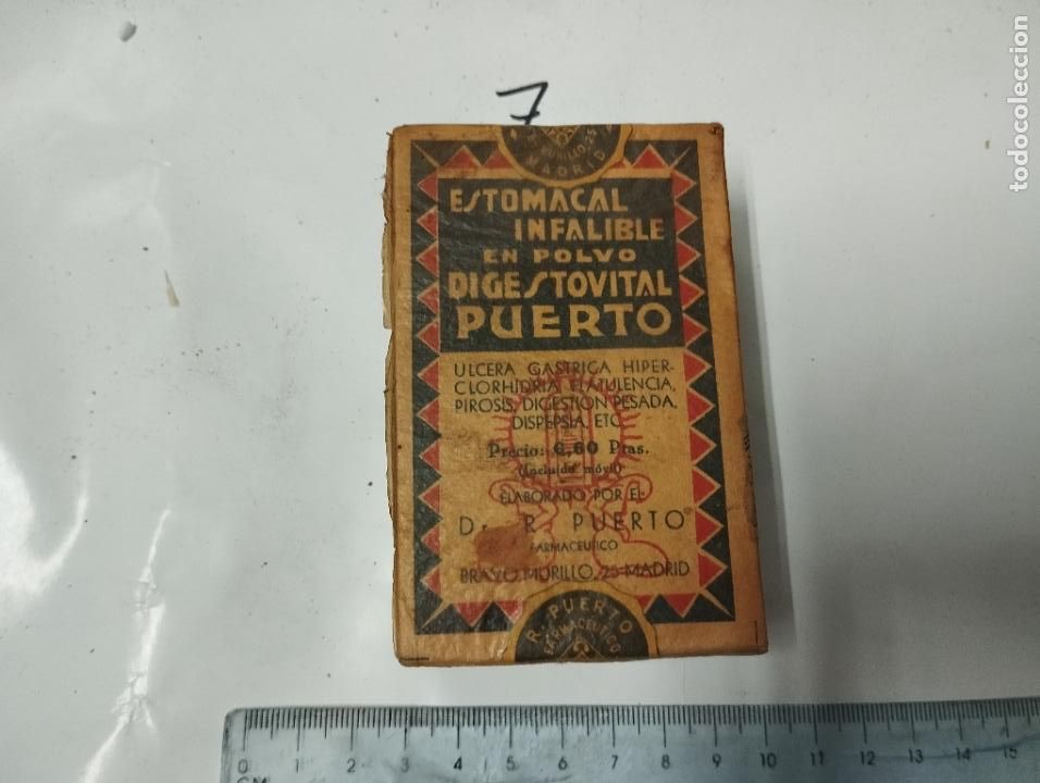 Cajas y cajitas met&aacute;licas: CAJA DE FARMACIA DIGESTOVITAL PUERTO MADRID // MEDICAMENTO ANTIGUO A&Ntilde;OS 20