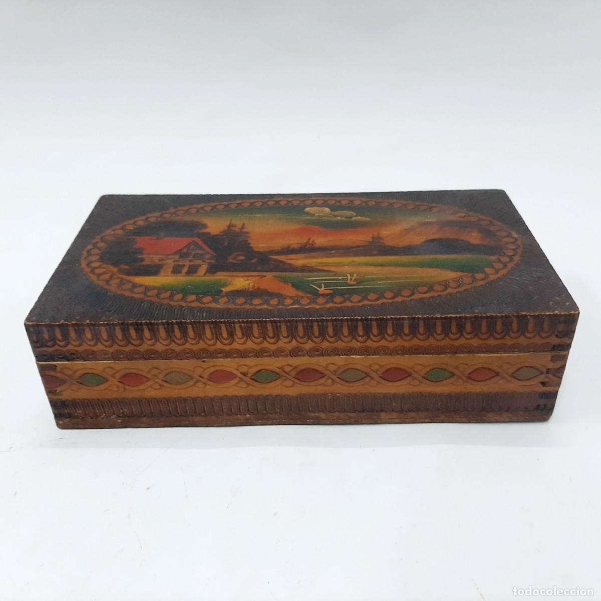 Cajas y cajitas met&aacute;licas: Pirograbado vintage y caja de madera pintada(1.4)