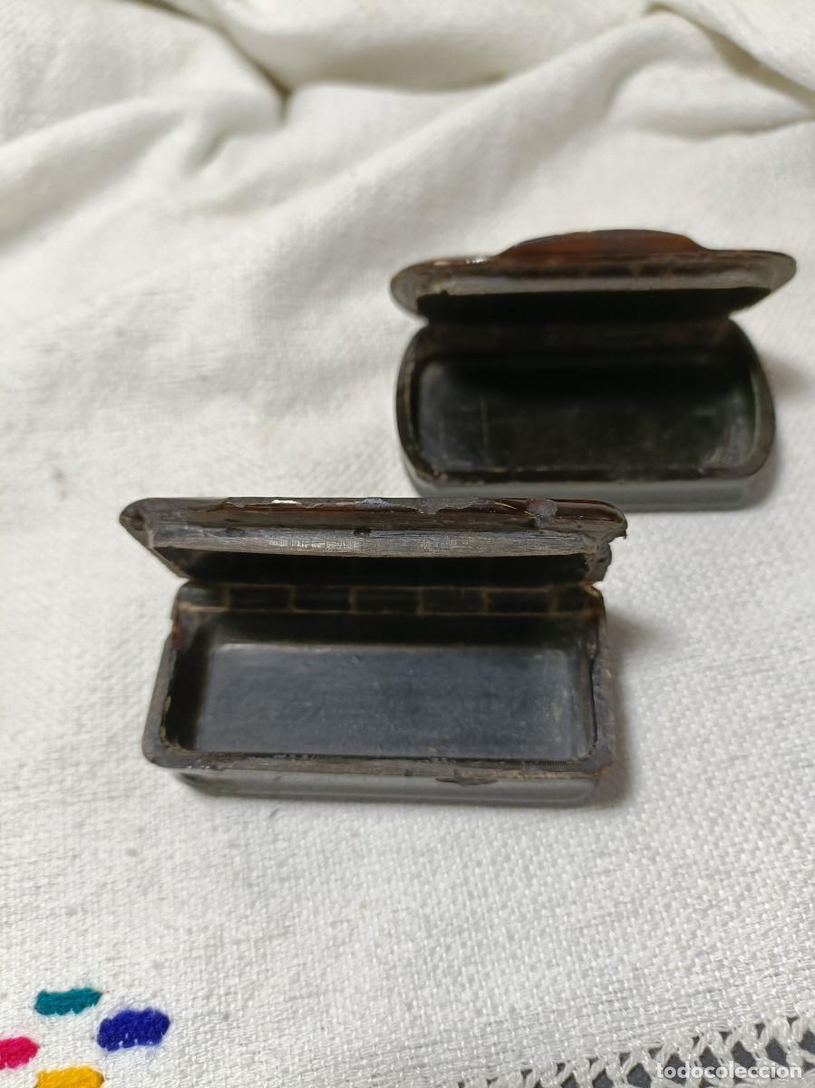 Cajas y cajitas met&aacute;licas: 2 cajitas rap&eacute; siglo XIX - Foto 2