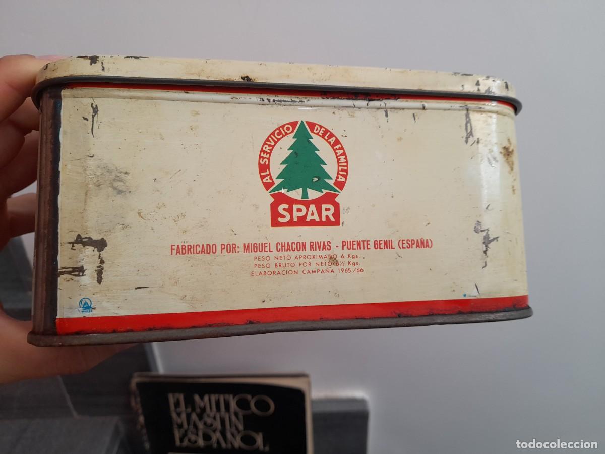 Cajas y cajitas met&aacute;licas: Caja lata chapa de dulce de membrillo a&ntilde;o 1965 supermercado tienda Spar