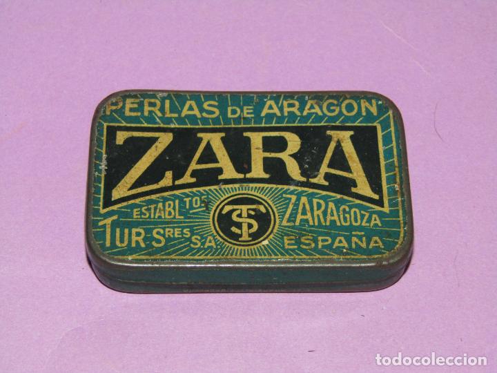 Cajas y cajitas met&aacute;licas: Antigua Cajita en Hojalata Litografiada de Perlas de Arag&oacute;n ZARA