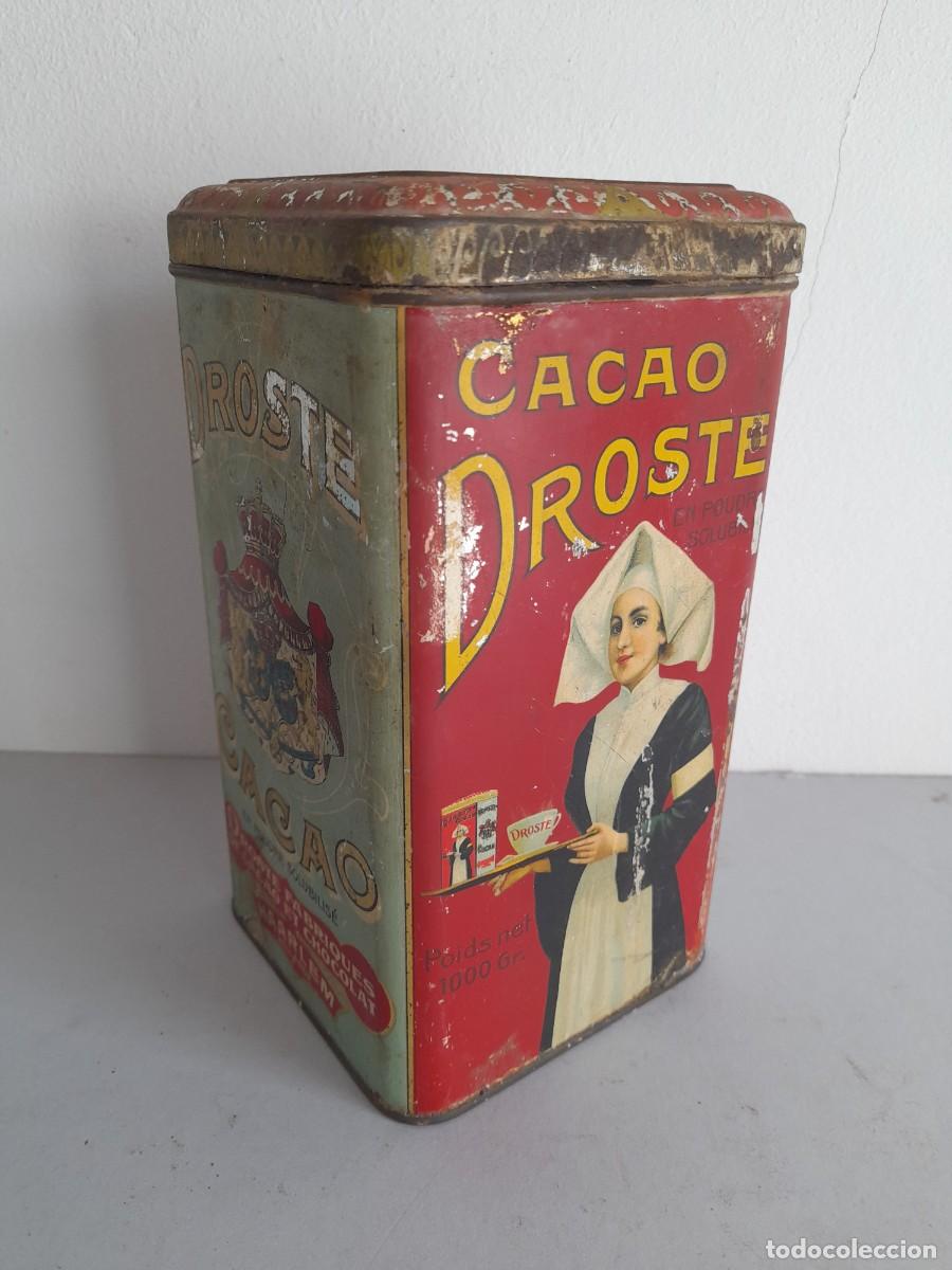 Cajas y cajitas met&aacute;licas: lata de cacao droste, 1000g, holandesa producida para francia, 19x10x10cm aprox