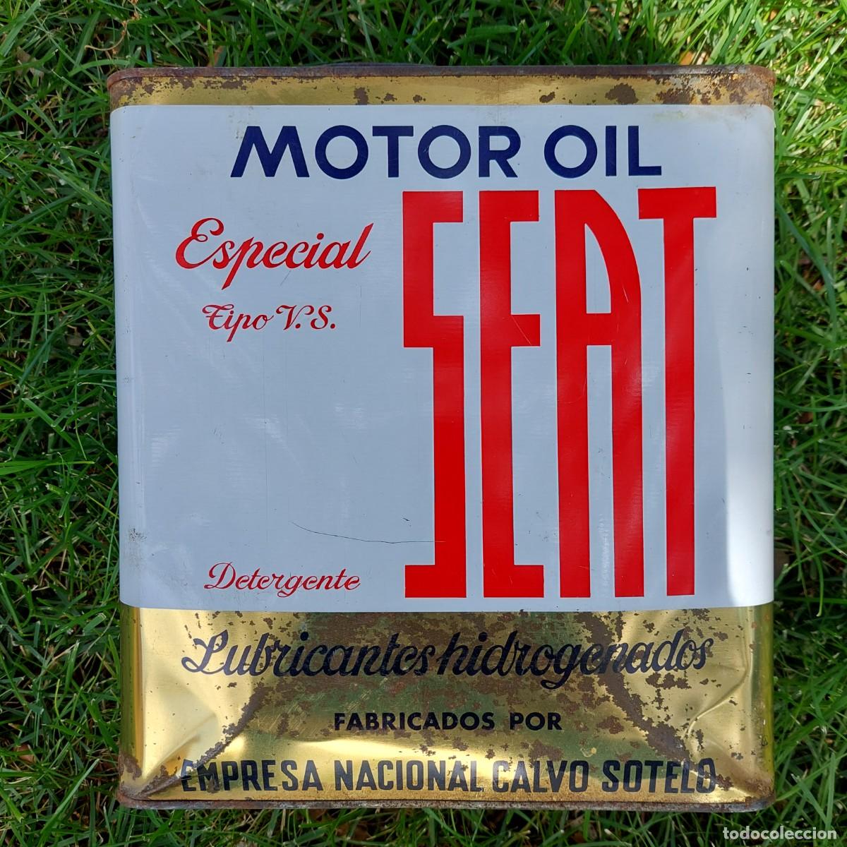 Cajas y cajitas met&aacute;licas: Antigua lata aceite Seat Calvo sotelo Puertollano