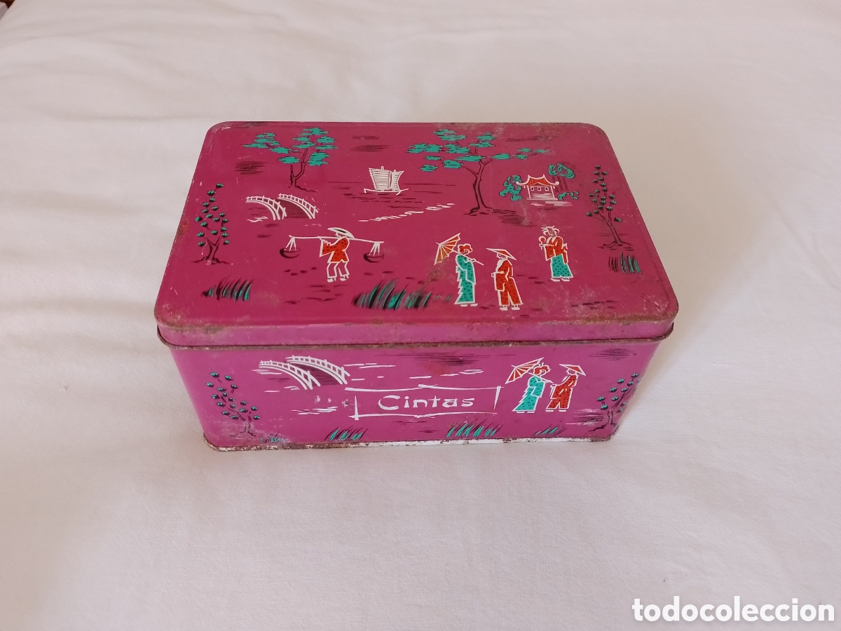 Boxes and metal boxes: Antigua lata de Cola cao nutrexpa.Cintas. Motivos chinos