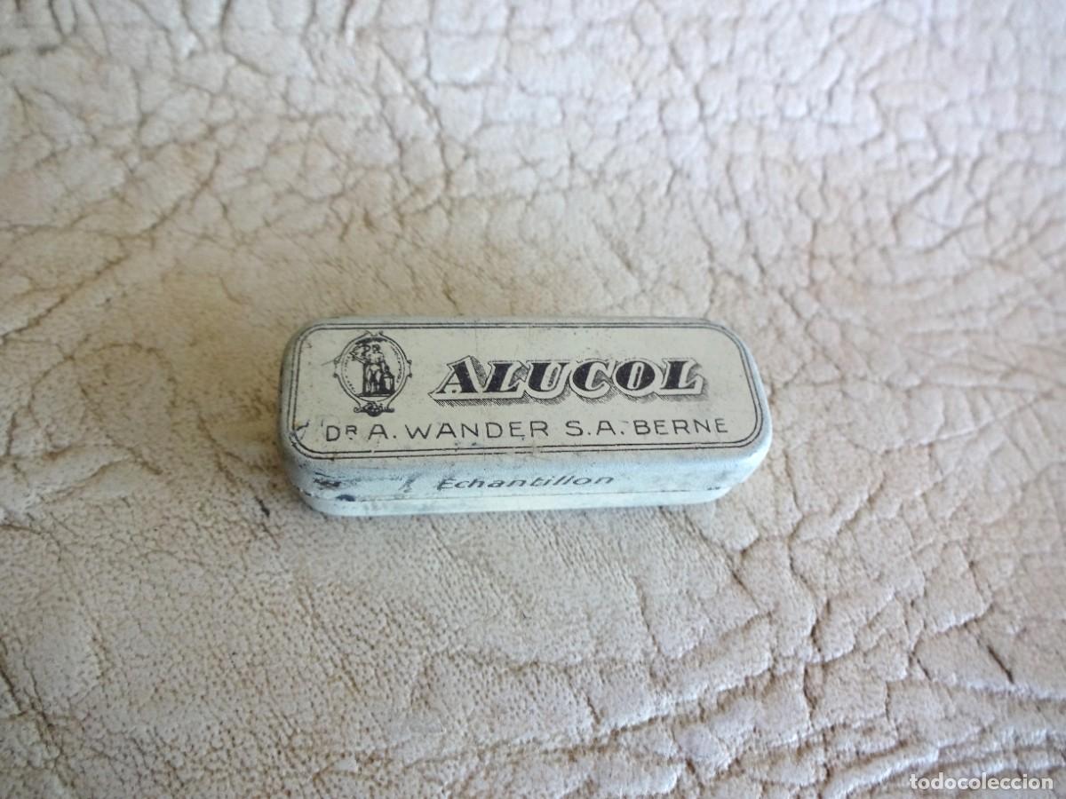 Cajas y cajitas met&aacute;licas: antigua caja metalica Alucol medicamento Wander S.A. Berne