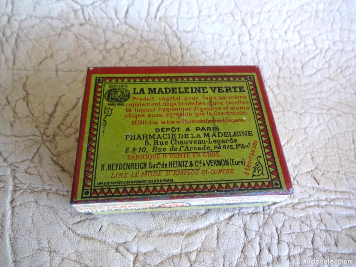 Cajas y cajitas met&aacute;licas: antigua caja metalica le Madeleine Verte farmacia Paris