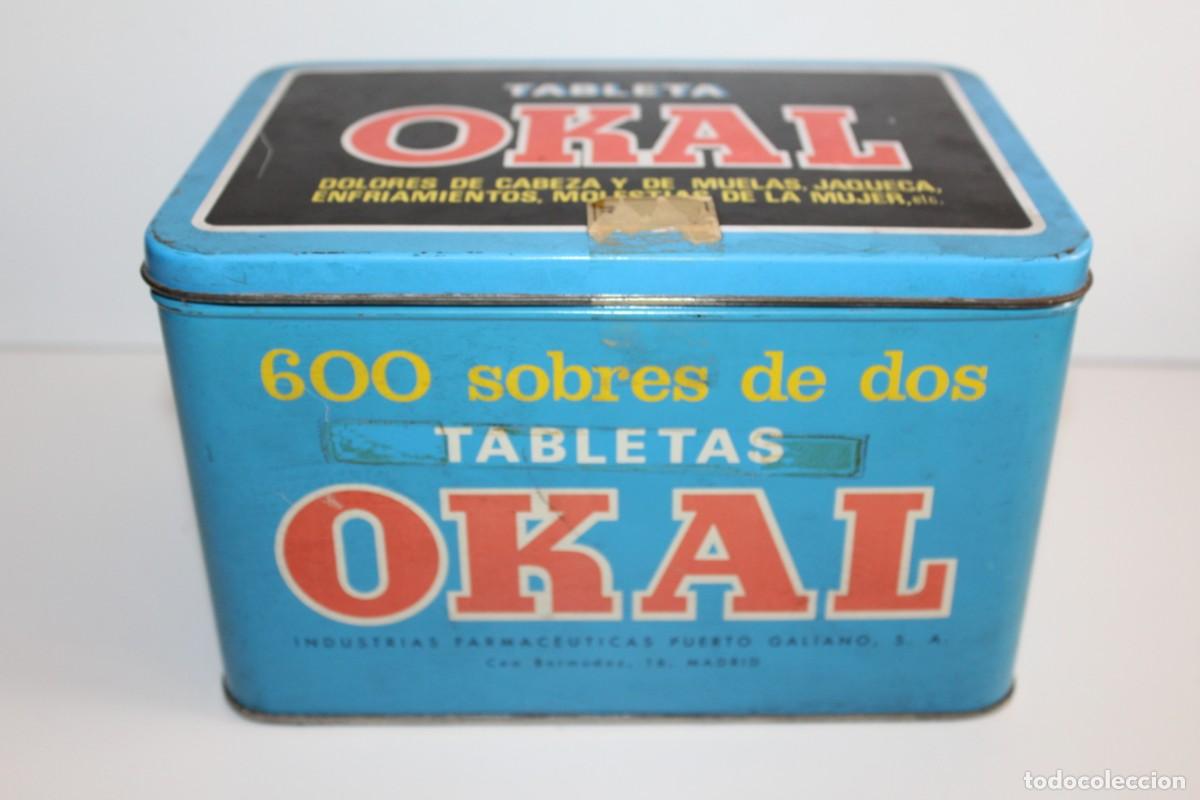 Cajas y cajitas met&aacute;licas: ANTIGUA LATA TABLETA OKAL - 600 SOBRES DE DOS TABLETAS OKAL
