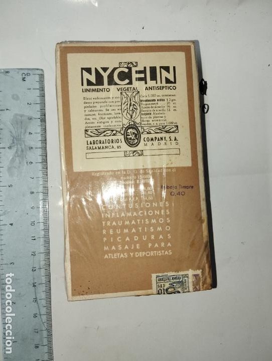 Bo&icirc;tes et petites bo&icirc;tes m&eacute;talliques: CAJA DE FARMACIA LINIMENTO NYCELIN // MEDICAMENTO ANTIGUO