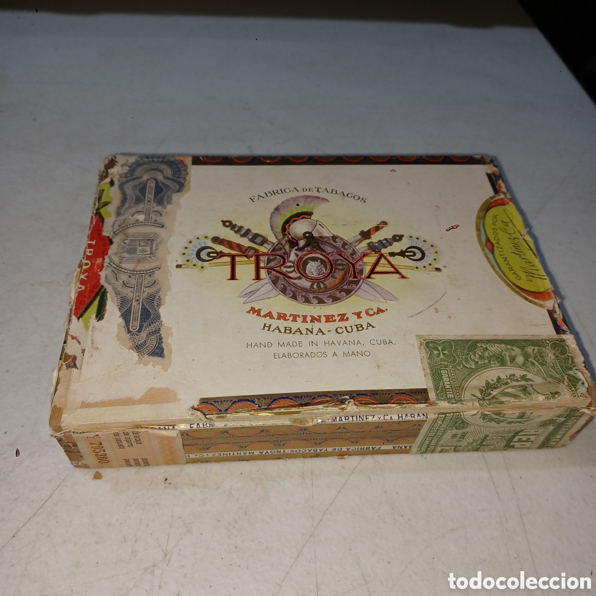 Cajas y cajitas met&aacute;licas: Antigua caja puros Troya la Habana vac&iacute;a