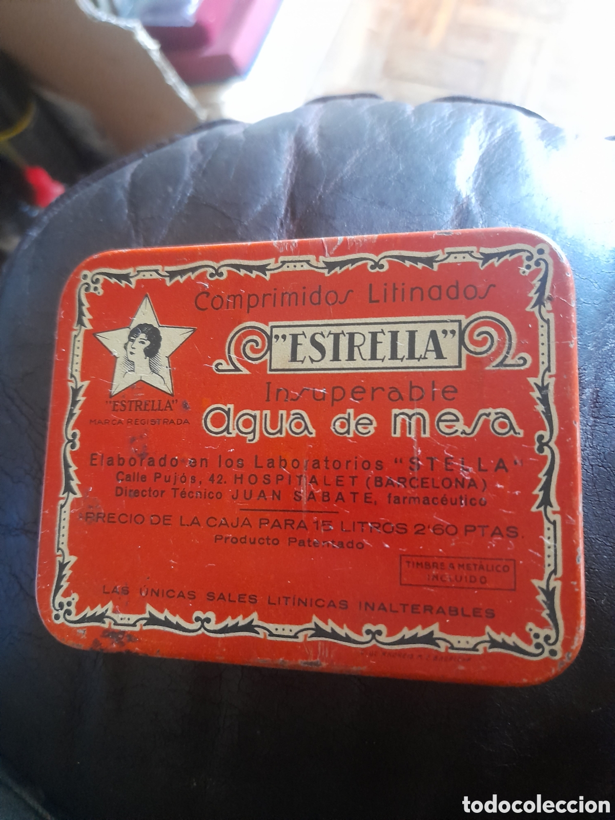 Bo&icirc;tes et petites bo&icirc;tes m&eacute;talliques: Antigua caja met&aacute;lica, Comprimidos Litinados Estrella