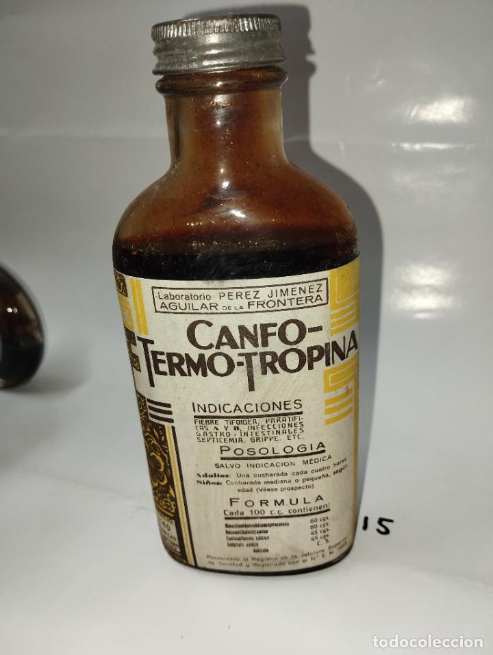 Cajas y cajitas met&aacute;licas: CAJA DE FARMACIA JARABE CANFO TERMO TROPINA LAB. P&Eacute;REZ JIMENEZ AGUILAR DE LA FRONTERA //