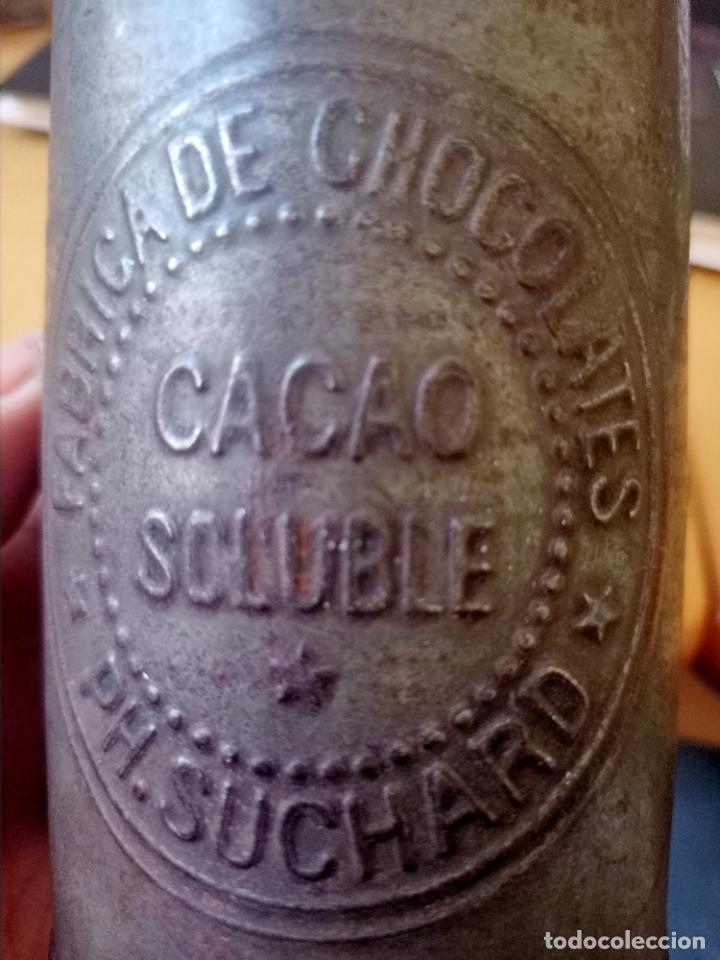 Caixas e caixinhas met&aacute;licas: SUCHARD CACAO SOLUBLE LATA ANTIGUA 13 CM ALTO PRECIOSA RELIEVE
