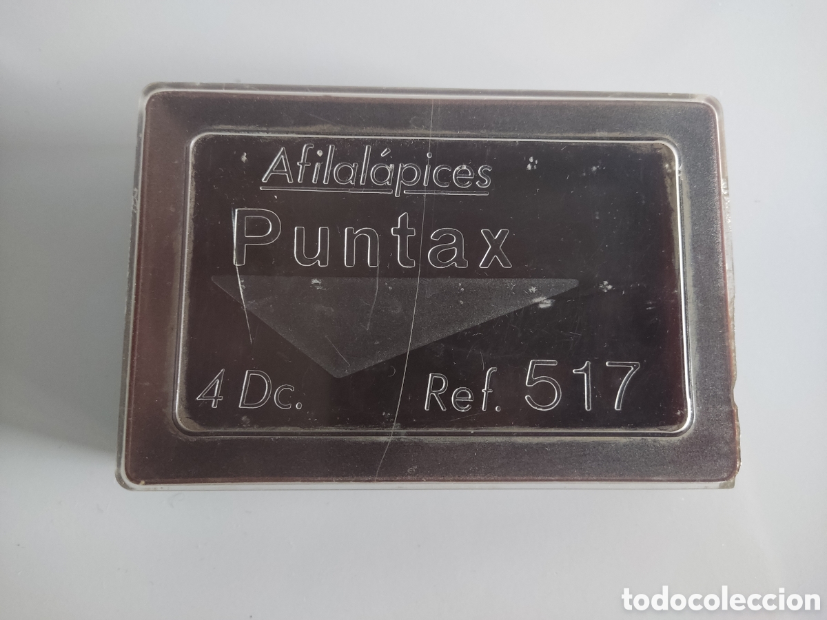 Cajas y cajitas met&aacute;licas: ANTIGUA CAJA DE AFILAL&Aacute;PICES PUNTAX - CAJA DE PL&Aacute;STICO - EXPOSITOR