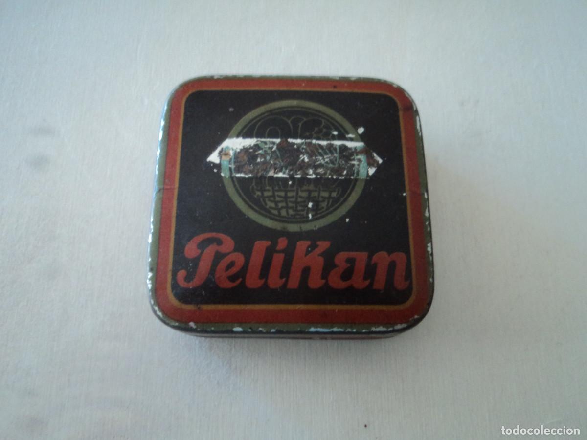 Cajas y cajitas met&aacute;licas: antigua cajita metalica pelikan, sello de gunther wagner, 5,5 x 5,5 cm