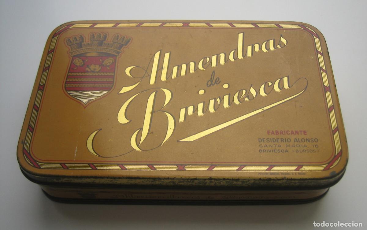 Cajas y cajitas met&aacute;licas: CAJA MET&Aacute;LICA. ALMENDRAS DE BRIVIESCA. FABRICANTE, DESIDERIO ALONSO. BRIVIESCA, BURGOS.