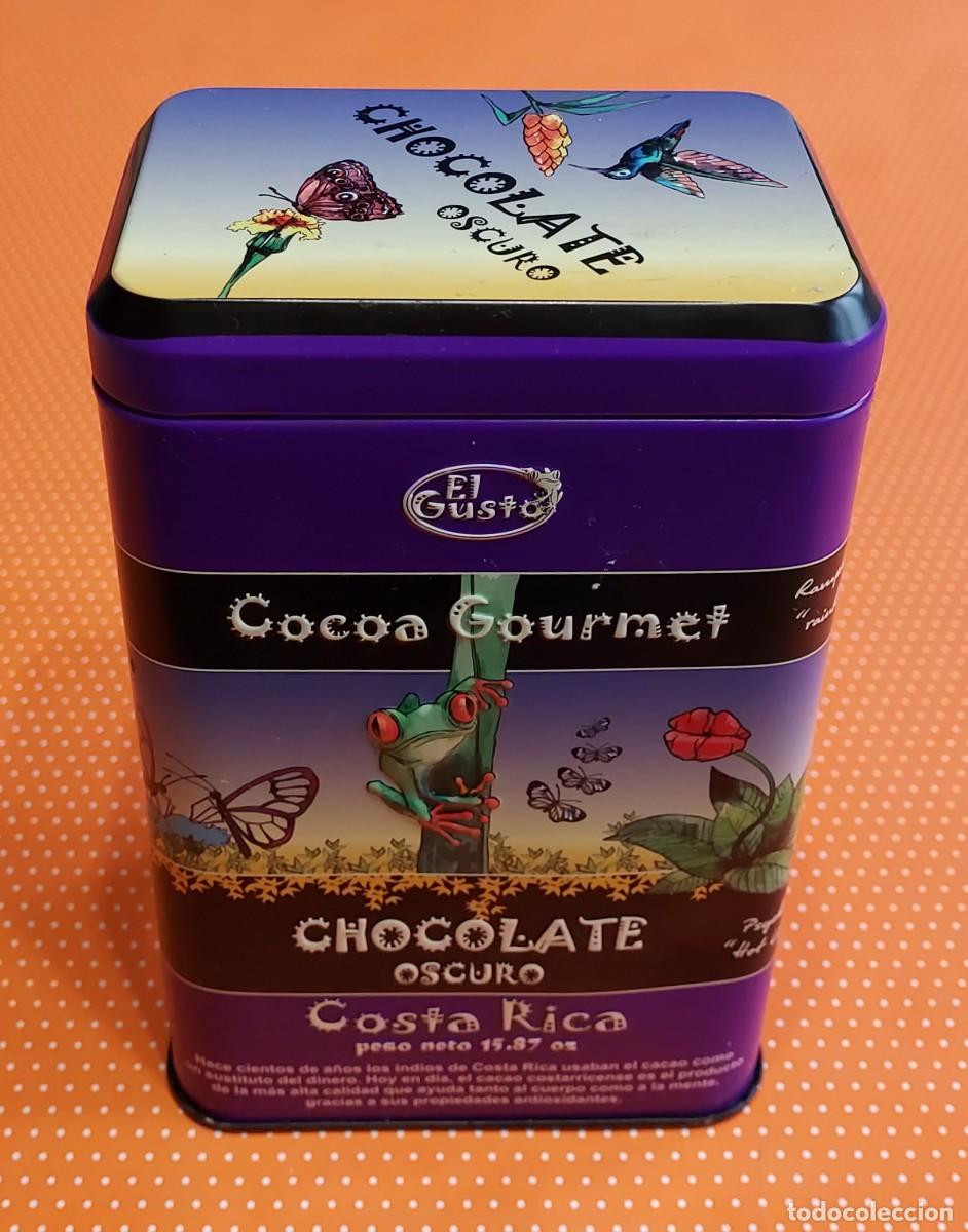 Cajas y cajitas met&aacute;licas: CAJA DE METAL DE COSTA RICA. COCOA GOURMET. CHOCOLATE DARK. 90 x 65 x 145 mm.