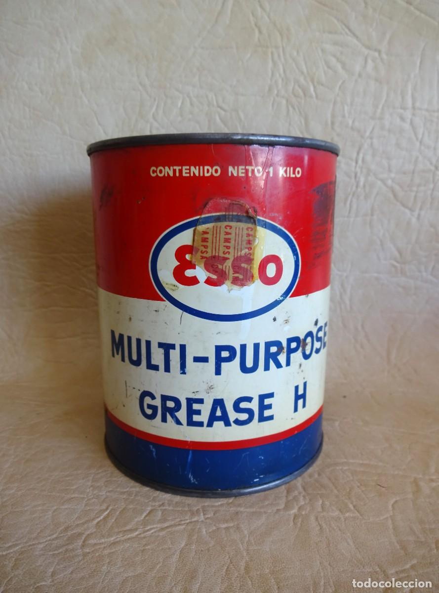 Cajas y cajitas met&aacute;licas: antiguo bote de grassa esso multi purpose grease h