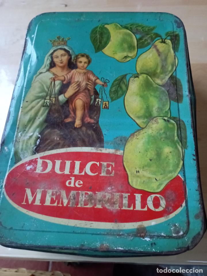 Cajas y cajitas met&aacute;licas: ANTIGUA LATA DE DULCE DE MENBRILLO NUESTRA SE&Ntilde;ORA DEL CARMEN.CORDOBA