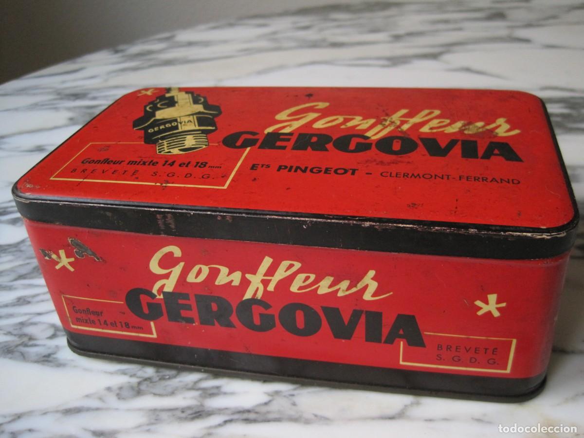 Cajas y cajitas met&aacute;licas: ANTIGUA LATA DE GATOS INFLADORES GERGOVIA - GARAJE - COCHE - TALLER MEC&Aacute;NICO - FRANCIA A&Ntilde;OS 50