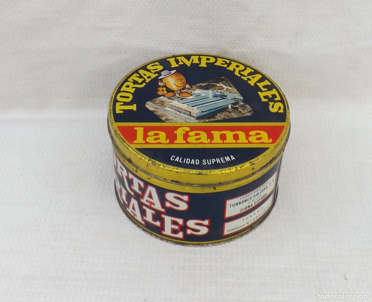 Cajas y cajitas met&aacute;licas: CAJA MET&Aacute;LICA DE TORTAS IMPERIALES LA FAMA 1,2 Kg. TURRONES GALIANA, JIJONA