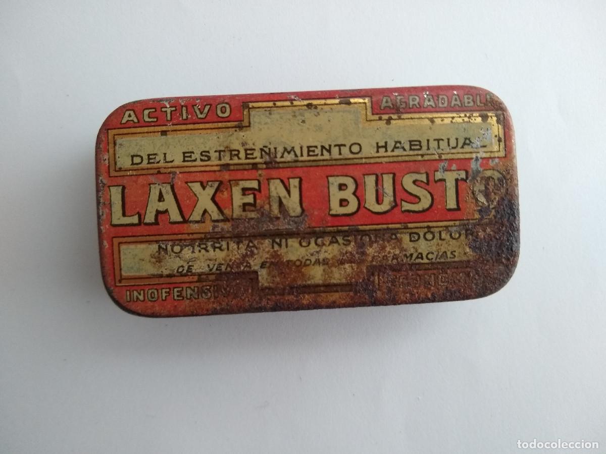 Cajas y cajitas met&aacute;licas: Caja hojalata litografiada Laxen Busto a&ntilde;o 1920 farmacia