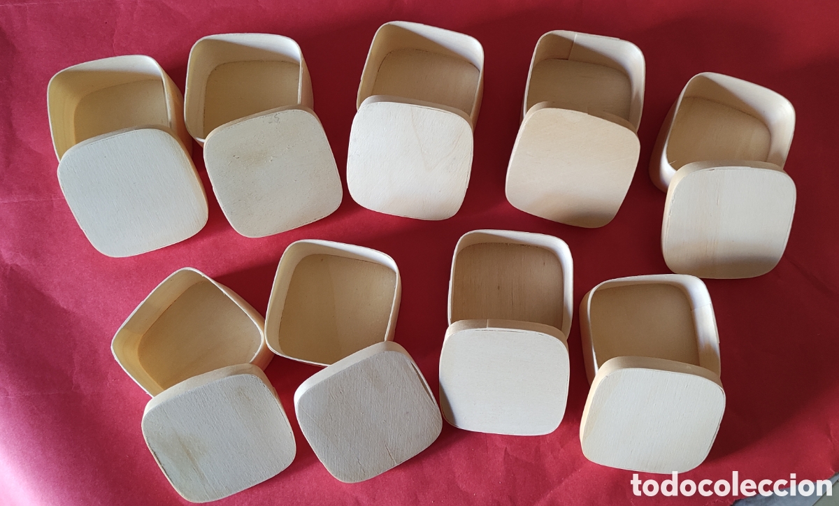 Cajas y cajitas met&aacute;licas: Lote de 9 cajitas de madera - Foto 2