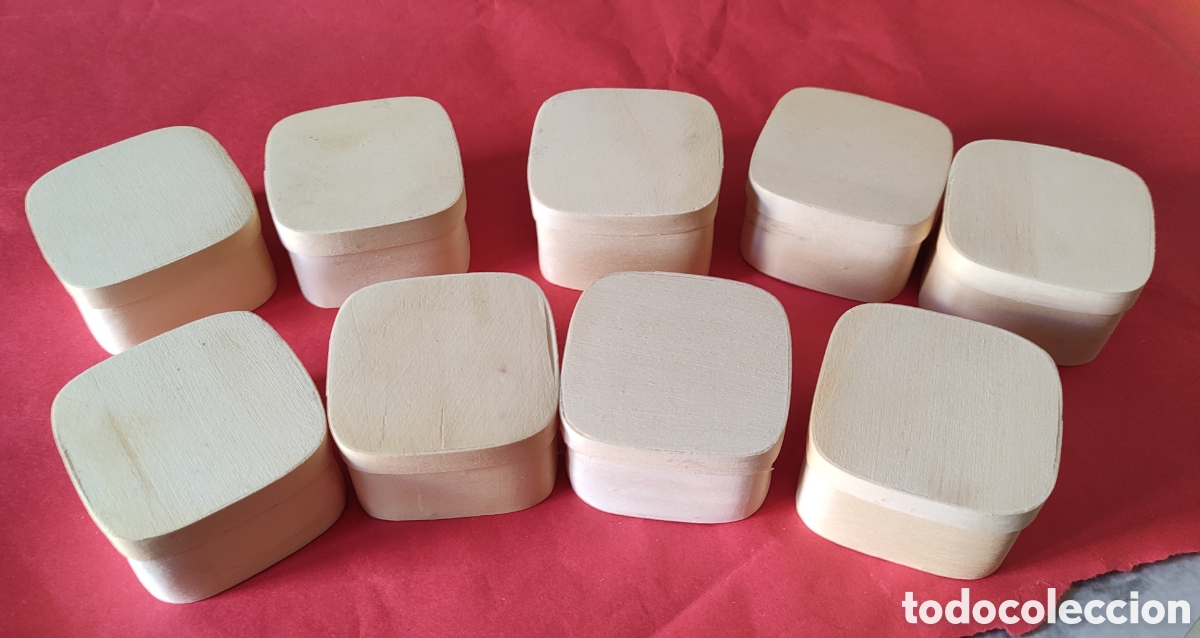 Cajas y cajitas met&aacute;licas: Lote de 9 cajitas de madera - Foto 1