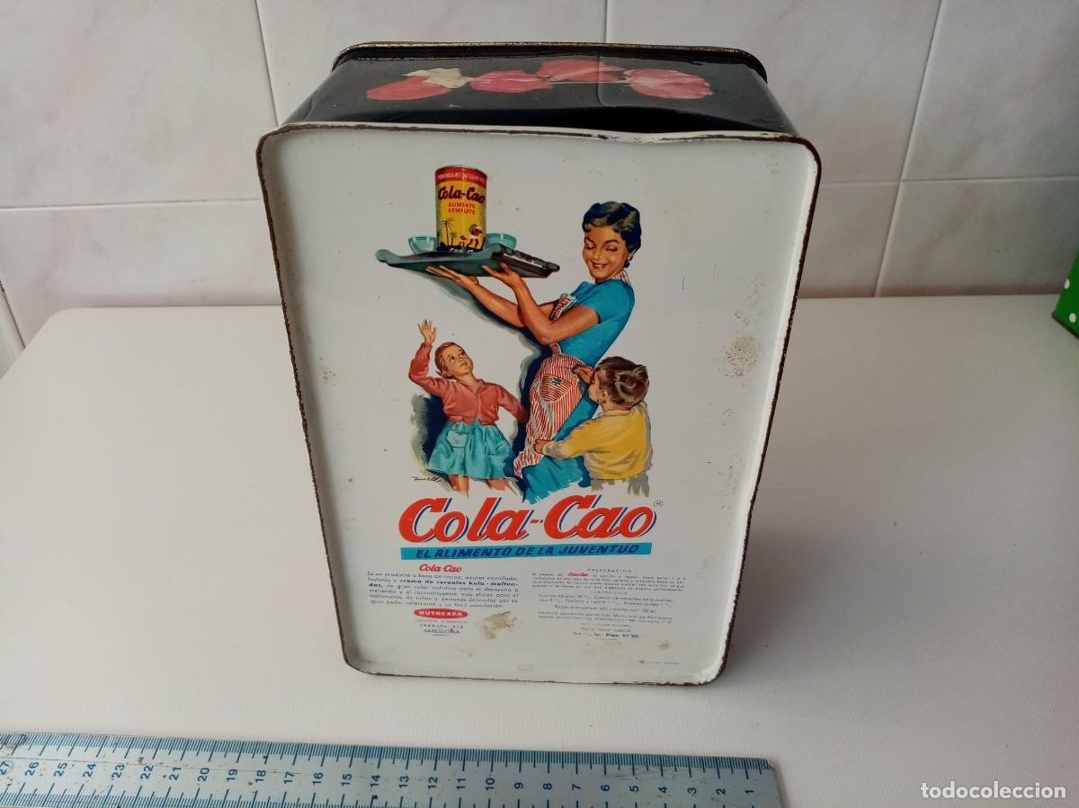 Cajas y cajitas met&aacute;licas: COLA CAO ANTIGUA LATA HORIZONTAL FLORES