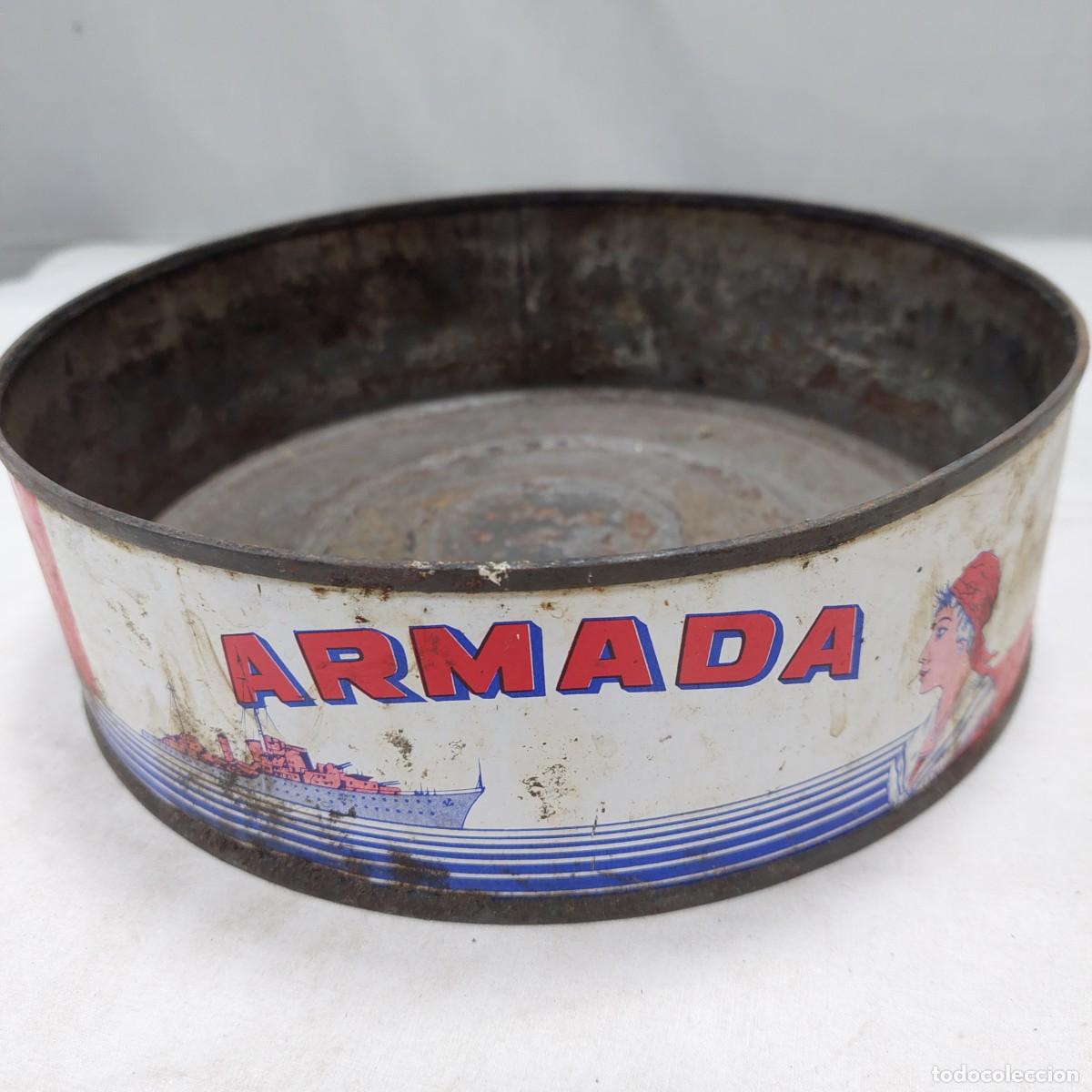 Cajas y cajitas met&aacute;licas: Antigua gran lata pescados La Armada Cipriano Abella Cari&ntilde;o Coru&ntilde;a