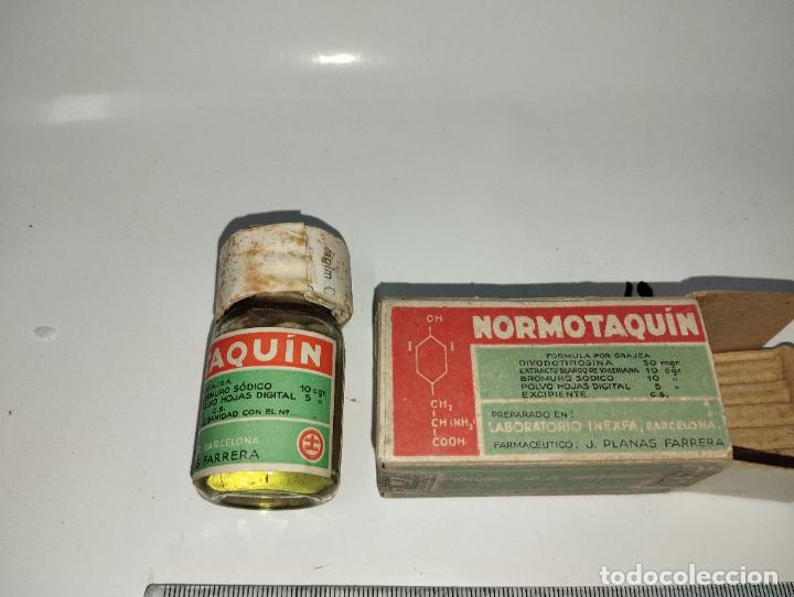 Bo&icirc;tes et petites bo&icirc;tes m&eacute;talliques: CAJA DE FARMACIA NORMOTAQUIN CON VALERIANA // MEDICAMENTO ANTIGUO