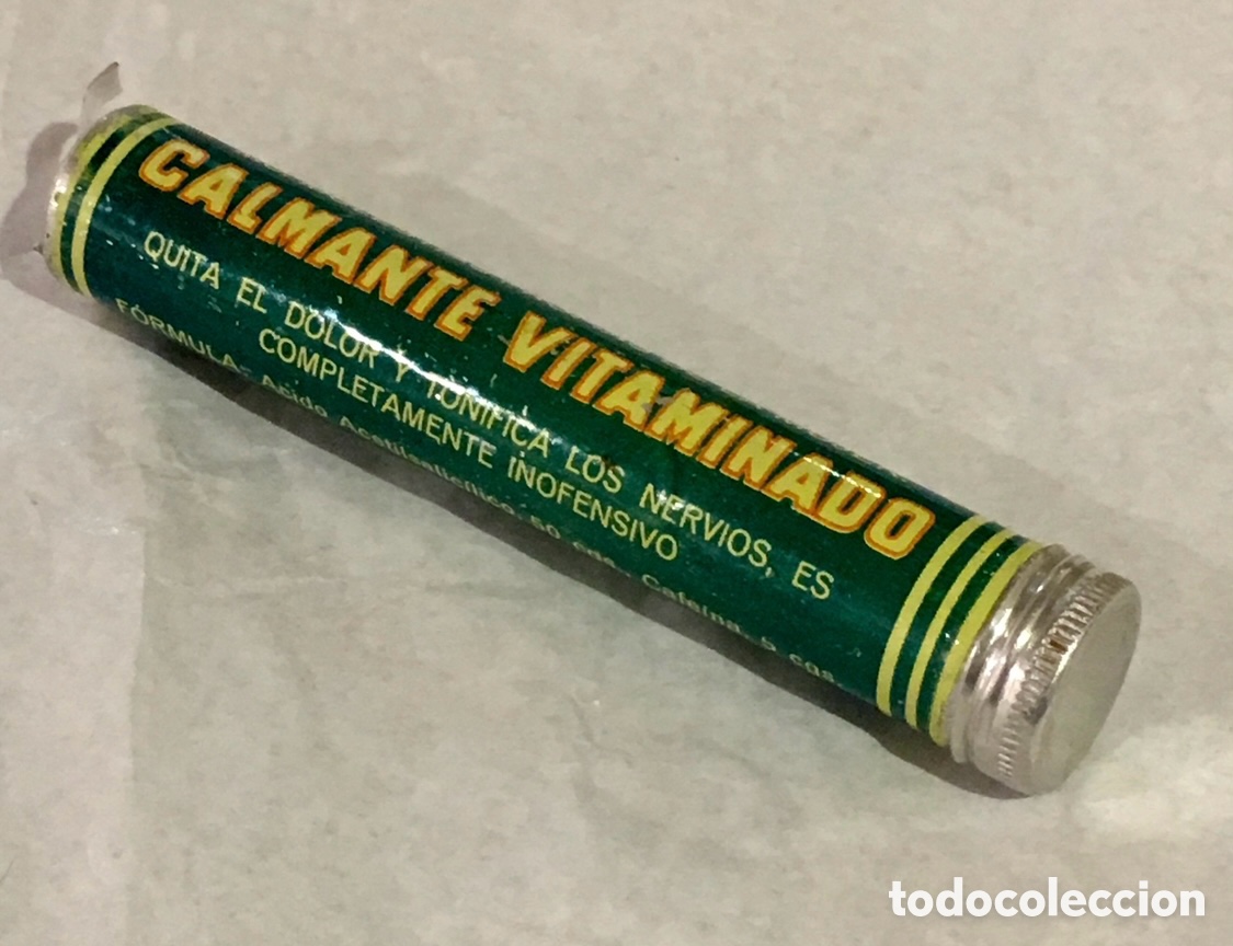 Blechdosen und Kisten: Tubo met&aacute;lico de medicaci&oacute;n. CALMANTE VITAMINADO.