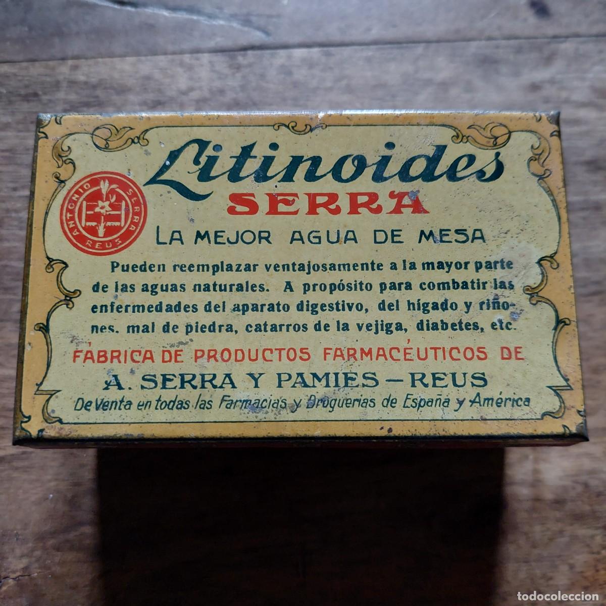 Cajas y cajitas met&aacute;licas: Antigua lata de agua de mesa Litinoides Serra