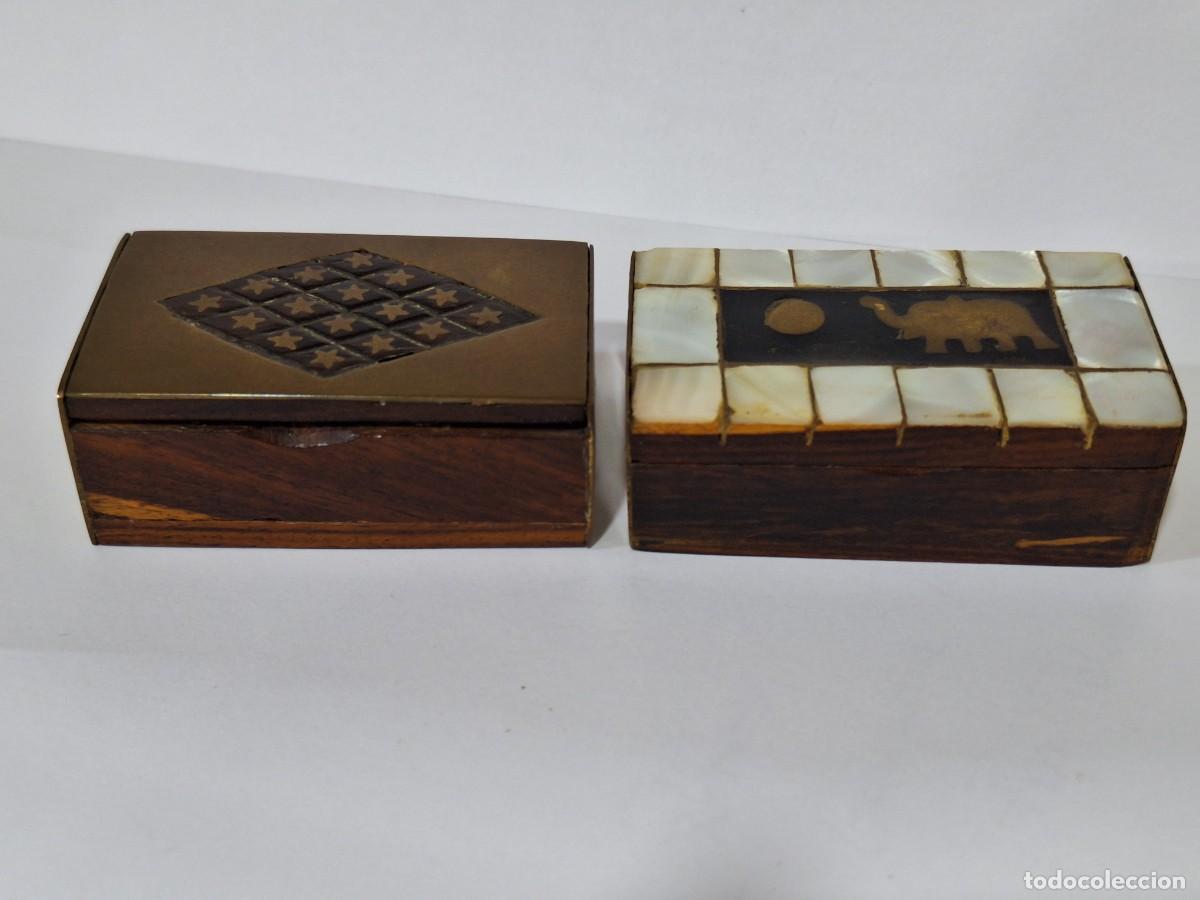 Cajas y cajitas met&aacute;licas: Lote 2 cajitas madera y lat&oacute;n. - Foto 1