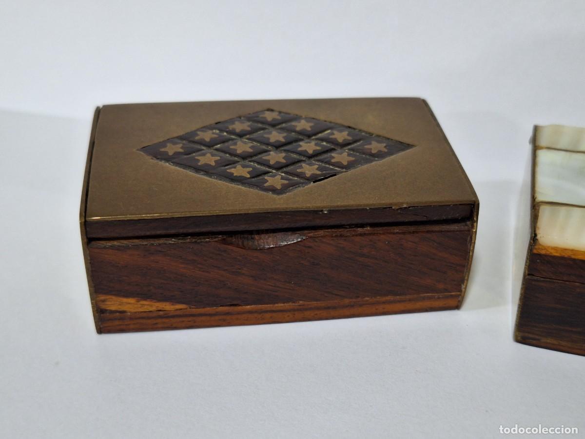 Cajas y cajitas met&aacute;licas: Lote 2 cajitas madera y lat&oacute;n. - Foto 5