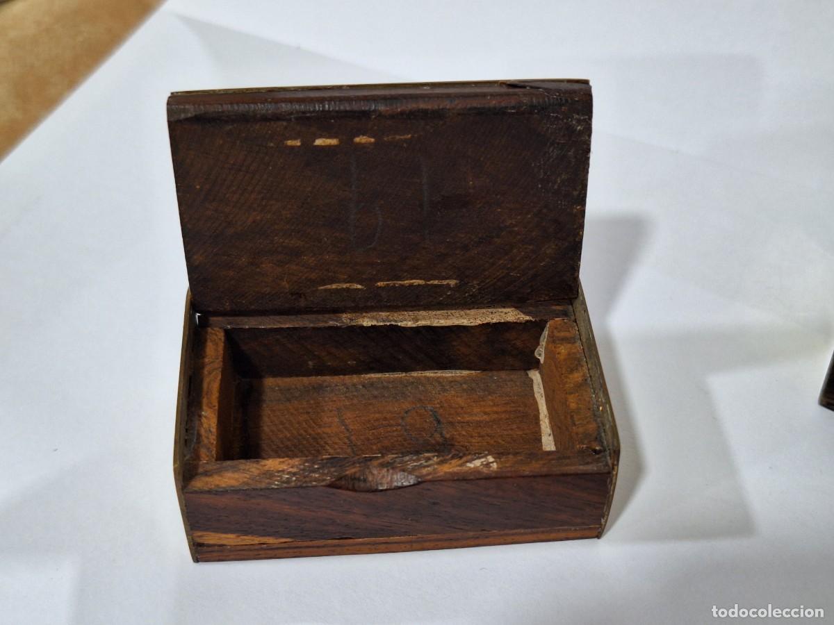 Cajas y cajitas met&aacute;licas: Lote 2 cajitas madera y lat&oacute;n. - Foto 6