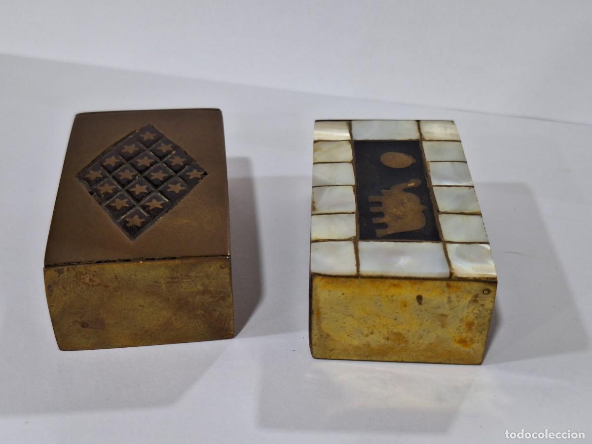 Cajas y cajitas met&aacute;licas: Lote 2 cajitas madera y lat&oacute;n. - Foto 8